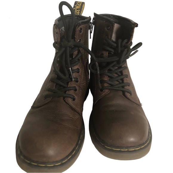 Dr Martens Brown Leather 8-eye combat boots Zipper DMs Docs Sz 5 - Picture 3 of 15
